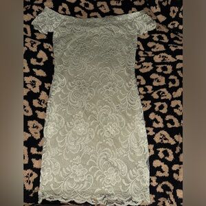 Forever 21 Sage Green Lace Off the Shoulder Bodycon Dress Sz. S